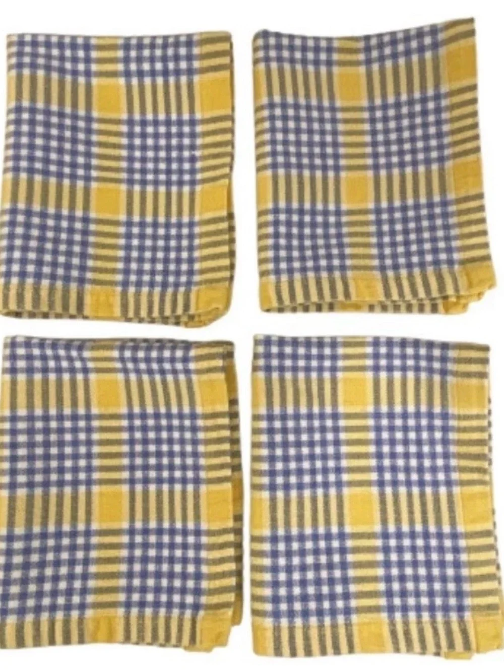 Vintage Set of 4 Woven Cotton Plaid Placemats